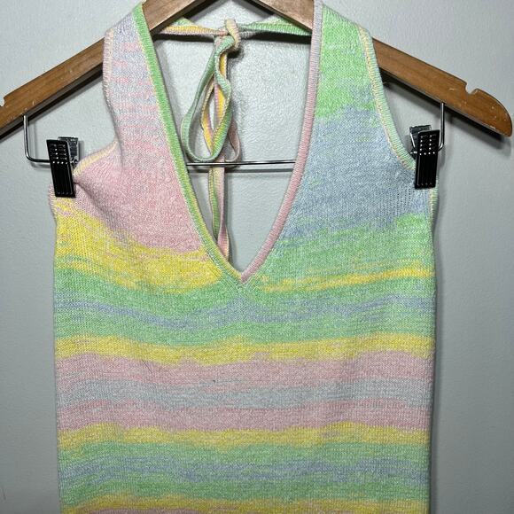 Wild Fable NWT Dress Pastel Rainbow Striped Knit Halter Summer Vacation Beach XL - Picture 3 of 9